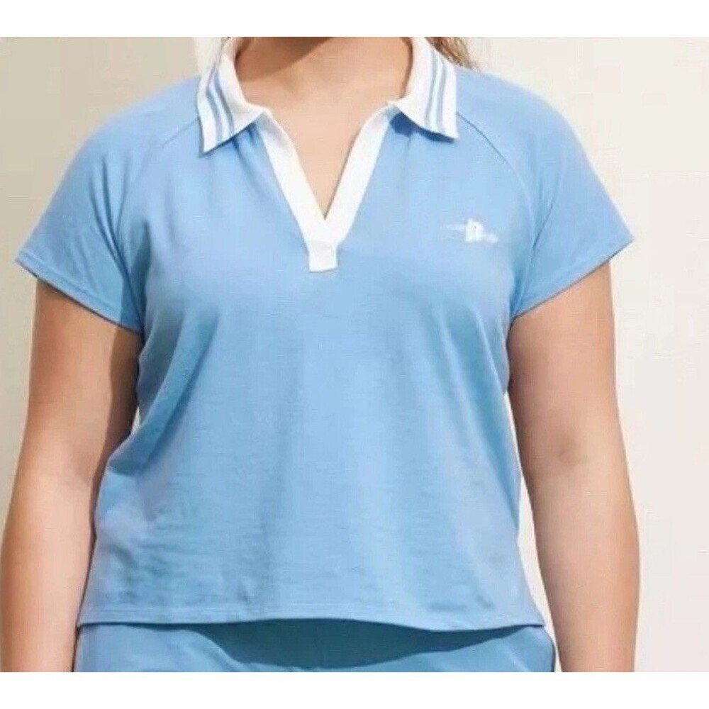 Prince Pickleball Women's Short Sleeve Polo Shirt - Light Blue XL